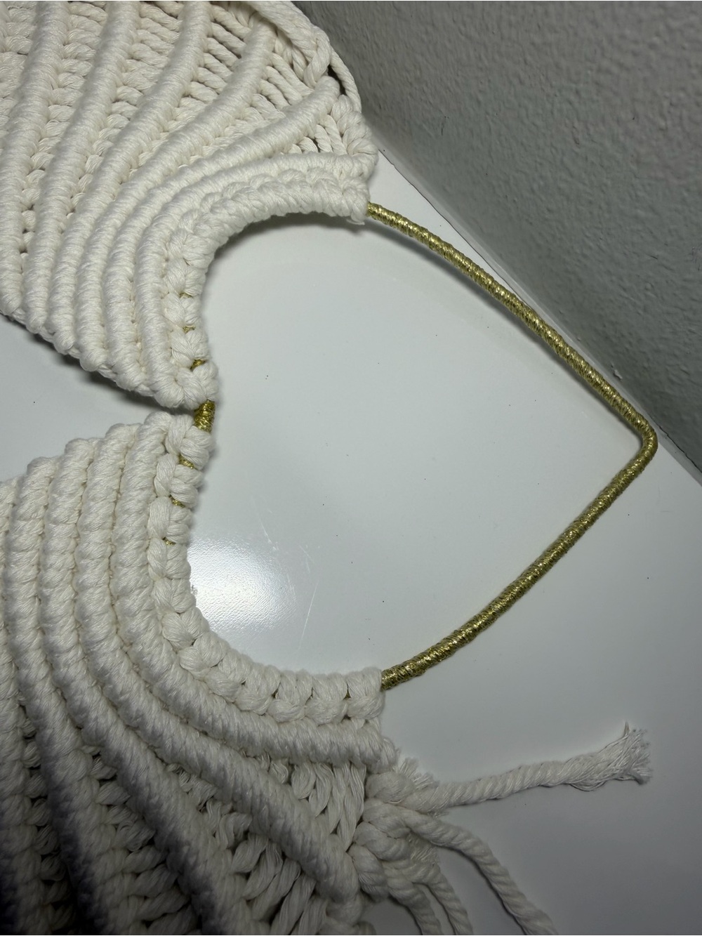 Macrame Angel Wings Dream Catcher in Cream - Picture 11 of 14